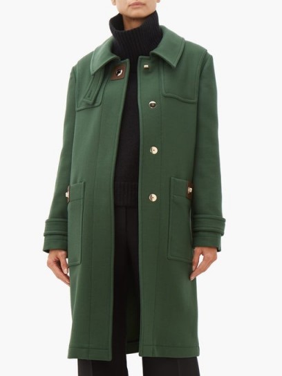 BURBERRY Bulford hooded wool-twill duffle coat in pine green