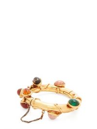 LOEWE Cabochon chain-drop cuff ~ multicoloured stone embellished cuffs