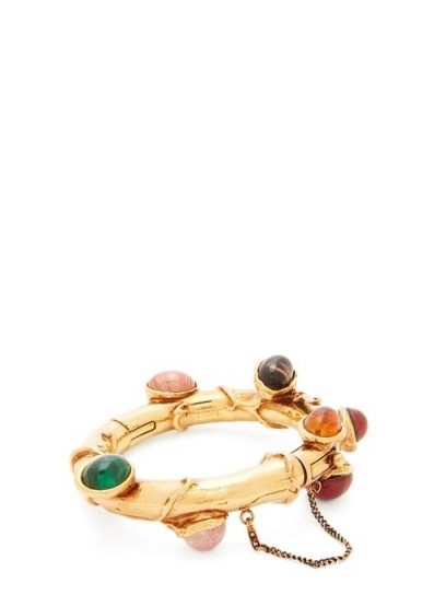 LOEWE Cabochon chain-drop cuff ~ multicoloured stone embellished cuffs - flipped