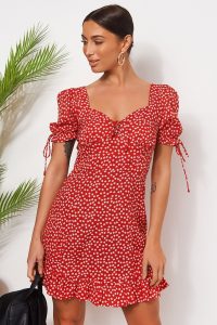 The Fashion Bible CALLIE RED PUFF SLEEVE SHIFT DRESS