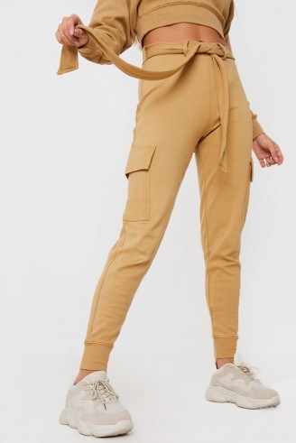 IN THE STYLE CAMEL BELTED LOUNGEWEAR JOGGERS - flipped