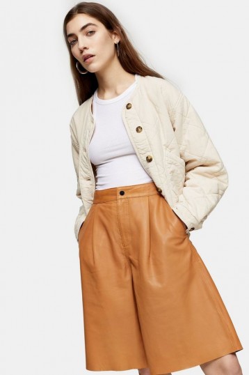 TOPSHOP Camel Leather Culottes