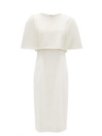 GOAT Cape-bodice wool-crepe dress in white ~ elegant clothing ~ effortless style