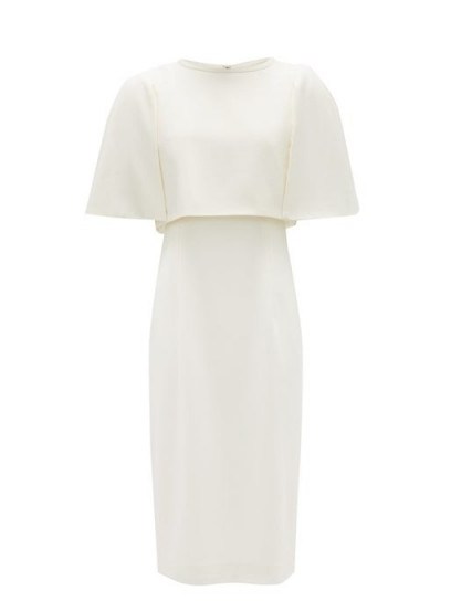 GOAT Cape-bodice wool-crepe dress in white ~ elegant clothing ~ effortless style - flipped