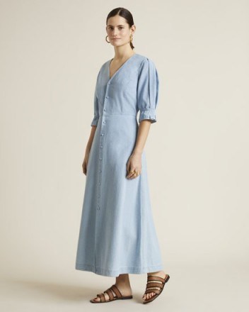 JIGSAW CHAMBRAY BALLOON SLEEVE DRESS ARCTIC BLUE / lightweight denim - flipped