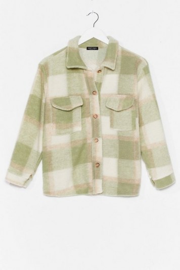NASTY GAL Checkin’ You Out Faux Wool Oversized Jacket Green