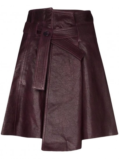 CHLOÉ tie belt mini skirt in purple leather - flipped
