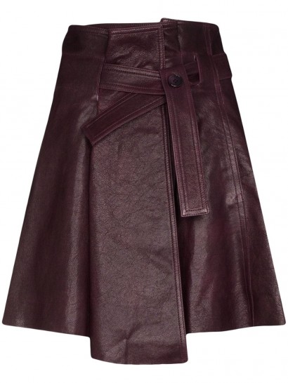 CHLOÉ tie belt mini skirt in purple leather