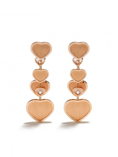 CHOPARD x 007 18kt rose gold Happy Hearts – Golden Hearts diamond drop earrings / limited edition drops - flipped