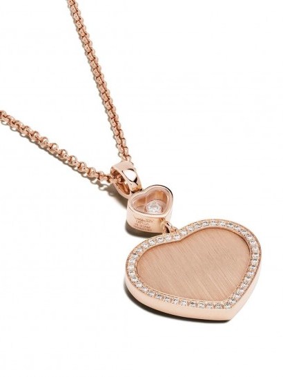 CHOPARD x 007 18kt rose gold Happy Hearts – Golden Hearts diamond pendant necklace – luxury pendants – hearts & diamonds - flipped