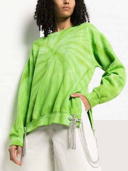 COLLINA STRADA tie-dye crystal accent sweatshirt ~ casual luxe - flipped