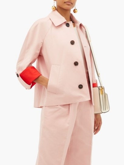 MARNI Pink contrast-cuff cotton-blend jacket – casual chic outerwear - flipped