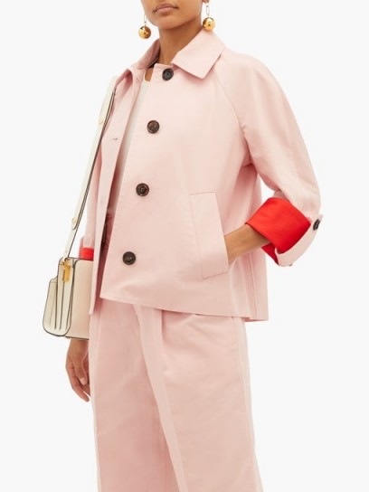 MARNI Pink contrast-cuff cotton-blend jacket – casual chic outerwear