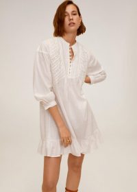 Mango Boton Cotton shirt dress off white