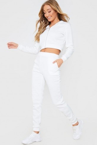 IN THE STYLE CREAM CROPPED ZIP FRONT LOUNGEWEAR SET - flipped