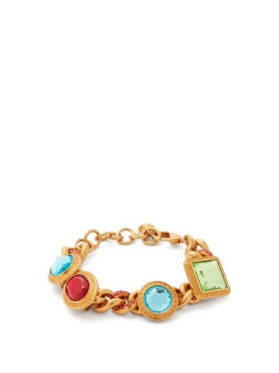 VERSACE Crystal-embellished curb chain bracelet – multicoloured crystals