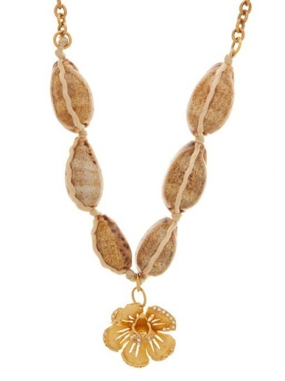 MARINE SERRE Crystal-studded floral necklace | sea inspired necklaces | shells - flipped