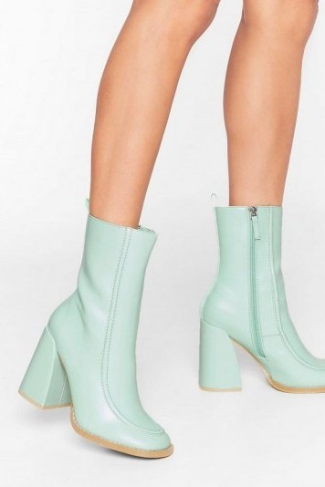 NASTY GAL Curve ‘Em Heeled Sock Boots ~ block heels - flipped
