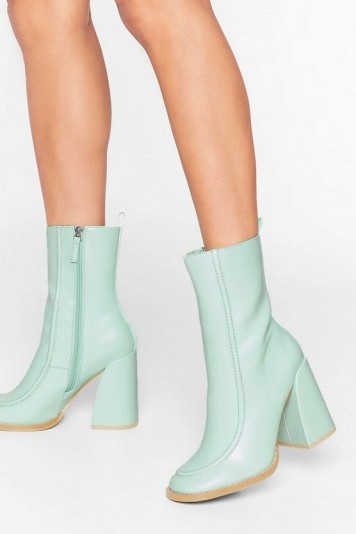 NASTY GAL Curve ‘Em Heeled Sock Boots ~ block heels