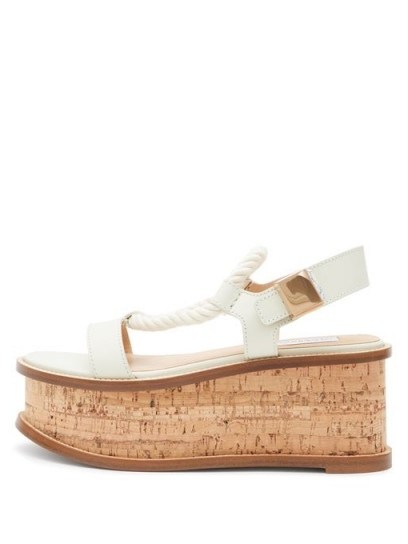 GABRIELA HEARST Danae cork-midsole nappa-leather flatform sandals in white | strappy flatforms - flipped
