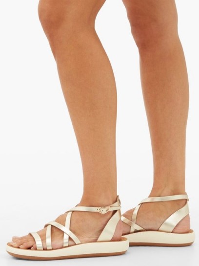 ANCIENT GREEK SANDALS Delia leather flatform sandals | strappy metallic flatforms