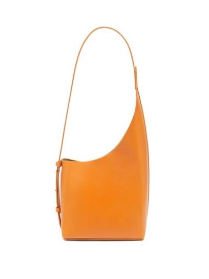 AESTHER EKME Demi Lune orange-leather shoulder bag ~ asymmetric bags - flipped