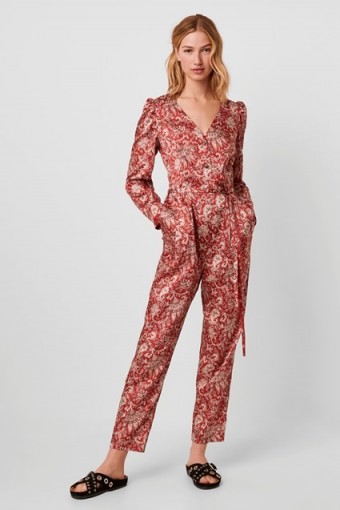 French Connection DEONA PAISLEY V NECK JUMPSUIT