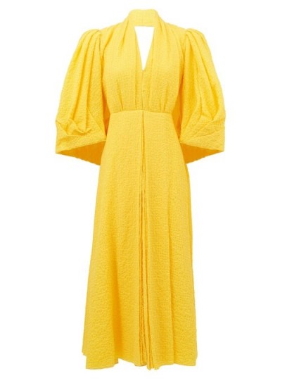 EMILIA WICKSTEAD Deva yellow puff-sleeve cotton-blend cloqué dress