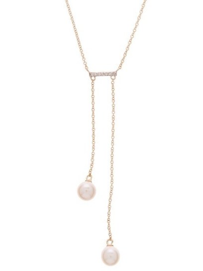 MATEO Diamond, pearl & 14kt gold lariat necklace ~ double drop necklaces - flipped