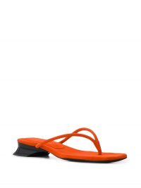 DORATEYMUR orange suede square tip flip flops