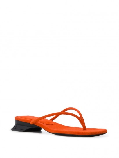 DORATEYMUR orange suede square tip flip flops
