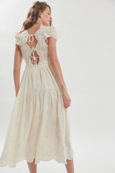 UO Wild Daisy Eyelet Tie-Back Midi Dress White. TIE DETAIL DRESSES - flipped