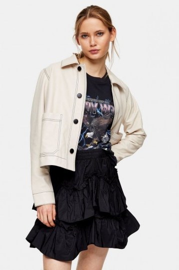 TOPSHOP Ecru Leather Shacket – luxe shackets - flipped