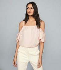 REISS EMMA OFF THE SHOULDER TOP PINK ~ spaghetti strap tops