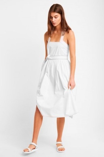 French Connection ENISA RHODES POPLIN PINAFORE DRESS Summer White / Utility Blue - flipped