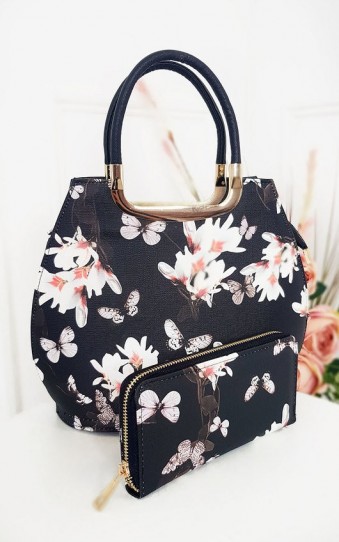 IKRUSH Erin Floral Print Handbag in Black