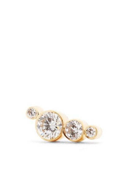 SOPHIE BILLE BRAHE Flacon diamond & 18kt gold single stud earring | luxe singular studs | diamonds - flipped