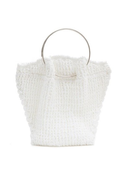 THE ROW Flat micro ring-handle crochet-knitted cotton bag – mini white handbag