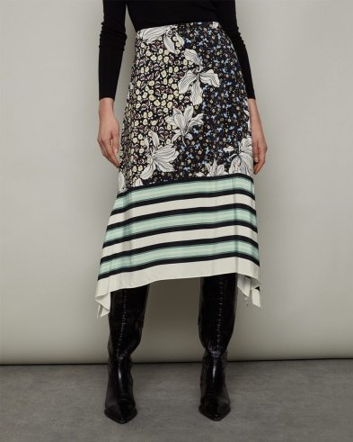 JIGSAW FLORAL COLLAGE MIDI SKIRT ~ mixed print skirts ~ handkerchief hemline - flipped