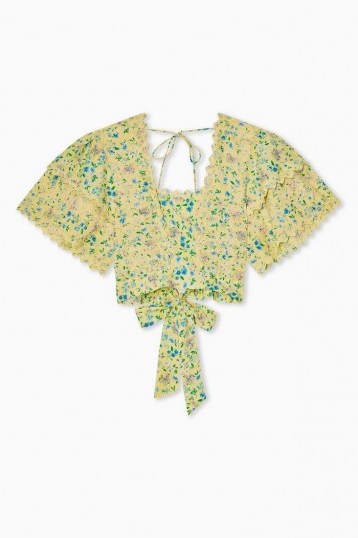 TOPSHOP Floral Crop Embroidered Sun Top - flipped