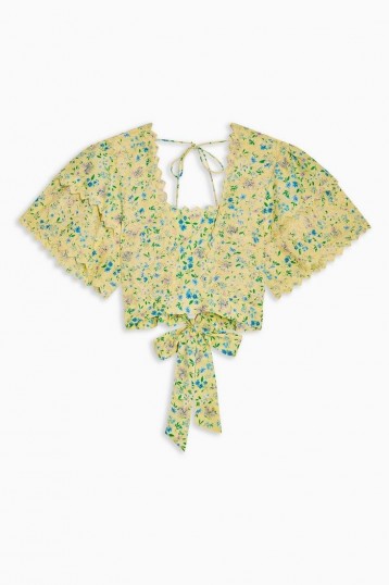 TOPSHOP Floral Crop Embroidered Sun Top
