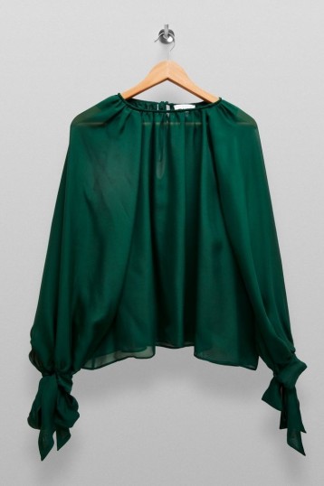 Topshop Boutique Forest Green Sheer Blouse