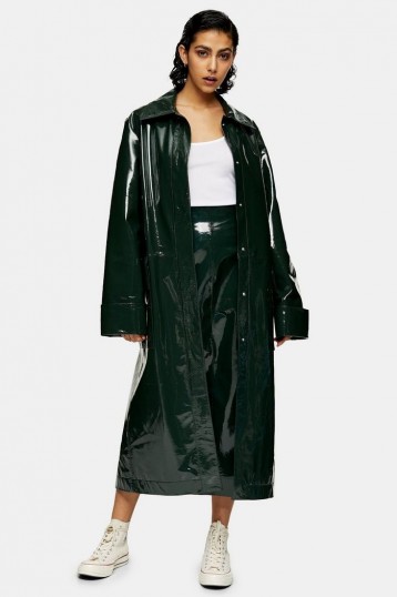 Forest Green Vinyl Leather Parka By Topshop Boutique – shiny coats