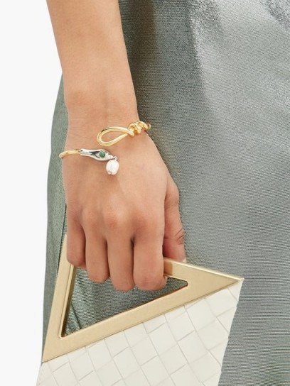 CHLOÉ Freshwater pearl snake cuff ~ luxe gold-tone cuffs - flipped