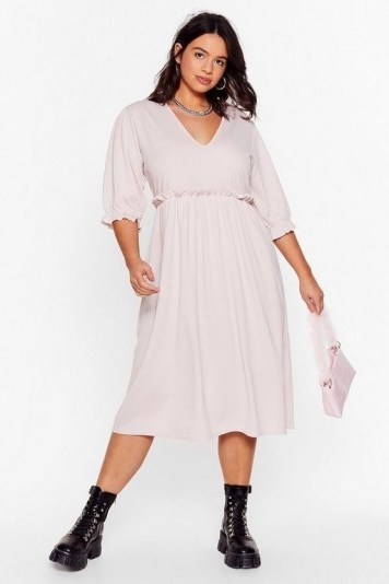 NASTY GAL Frill Doing Our Own Thing Plus Midi Dress Hushed Violet - flipped