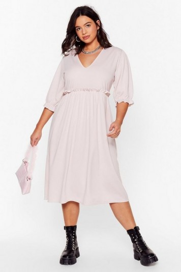 NASTY GAL Frill Doing Our Own Thing Plus Midi Dress Hushed Violet