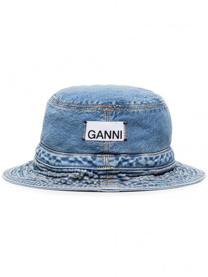 GANNI logo-appliqued denim bucket hat