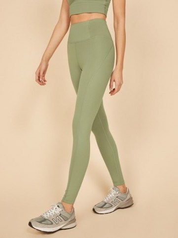 REFORMATION Girlfriend Collective Hi Rise Full Length Pant Olive – green leggings - flipped