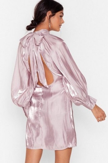 NASTY GAL Glass Half Full Tie Back Mini Dress in Lilac - flipped