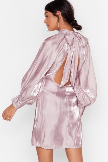 NASTY GAL Glass Half Full Tie Back Mini Dress in Lilac